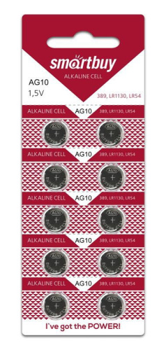 Батарейка AG10 Smartbuy BL10 (10/2000) (10шт)